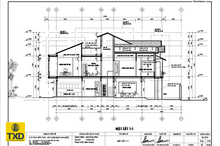 Bản vẽ thiết kế nhà miêu tả kích thước chi tiết ngôi nhà