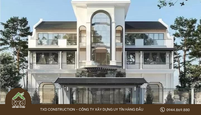 Biệt thự 3 tầng 1 tum 5 phòng ngủ hiện đại