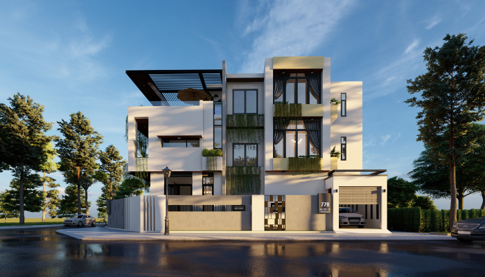 Nhà biệt thự phố có gara để xe