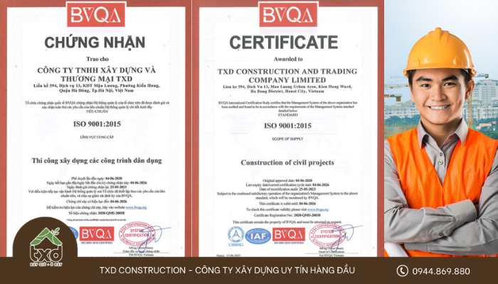 TXD Construction - Đơn vị thiết kế và thi công biệt thự trọn gói uy tín số #1 Hà Nội