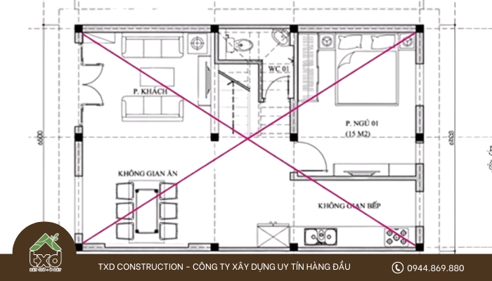 Tâm nhà là điểm trung tâm của toàn bộ diện tích sử dụng trong một ngôi nhà