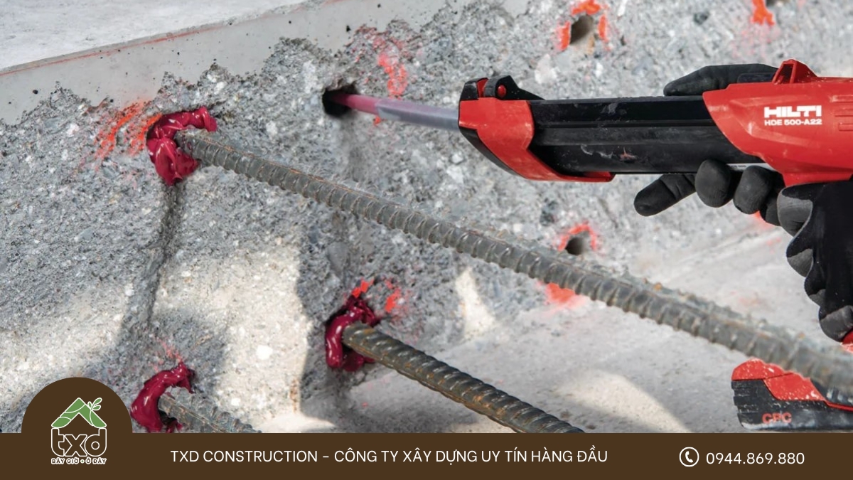 Quy trình thi công khoan cấy thép trong công trình xây dựng